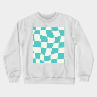 Turquoise Swirl Checkered Pattern Y2K Danish Pastel Pattern Crewneck Sweatshirt